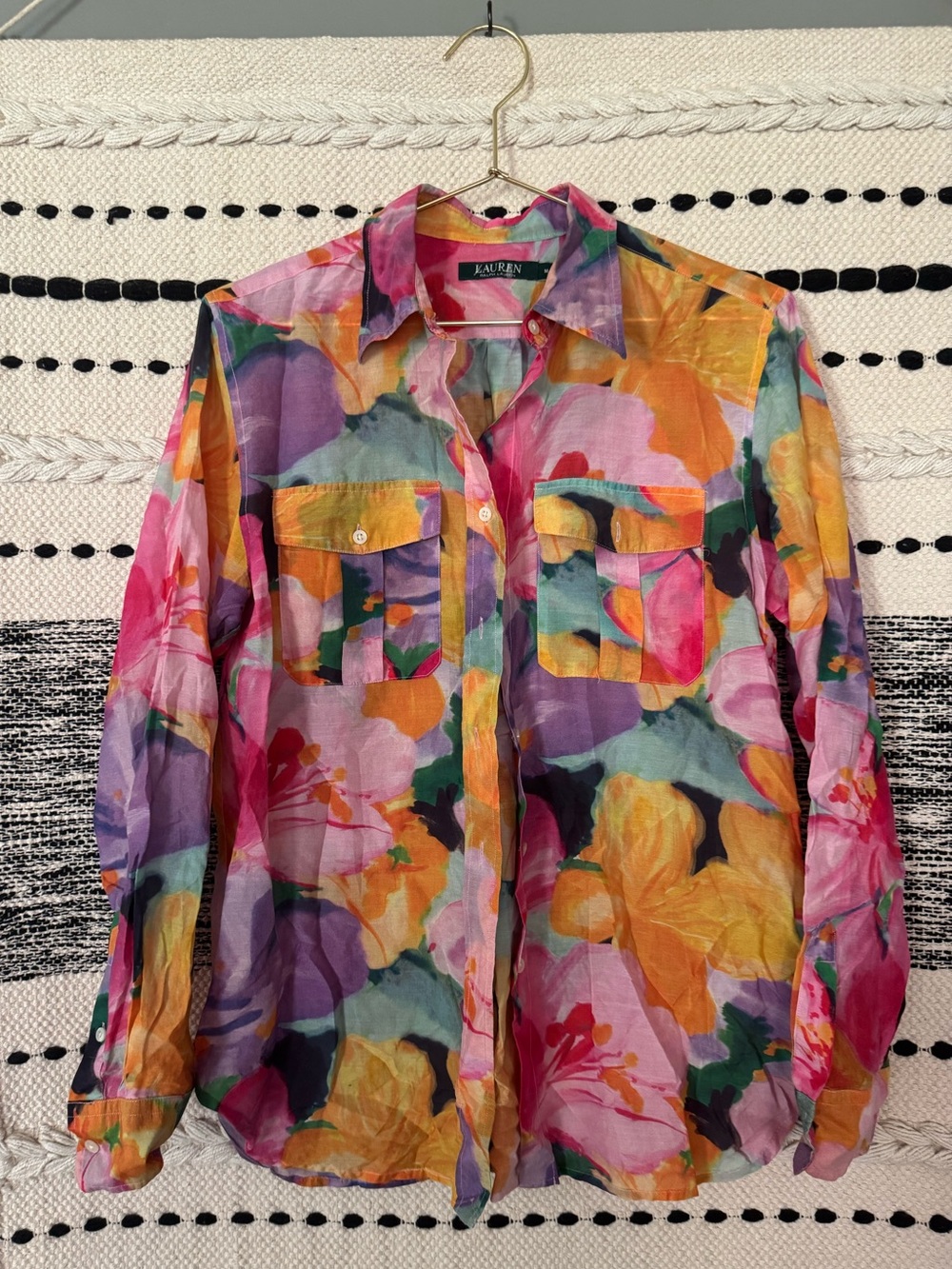 Lauren Ralph Lauren Vintage Multicolor Floral Button-Up Shirt top